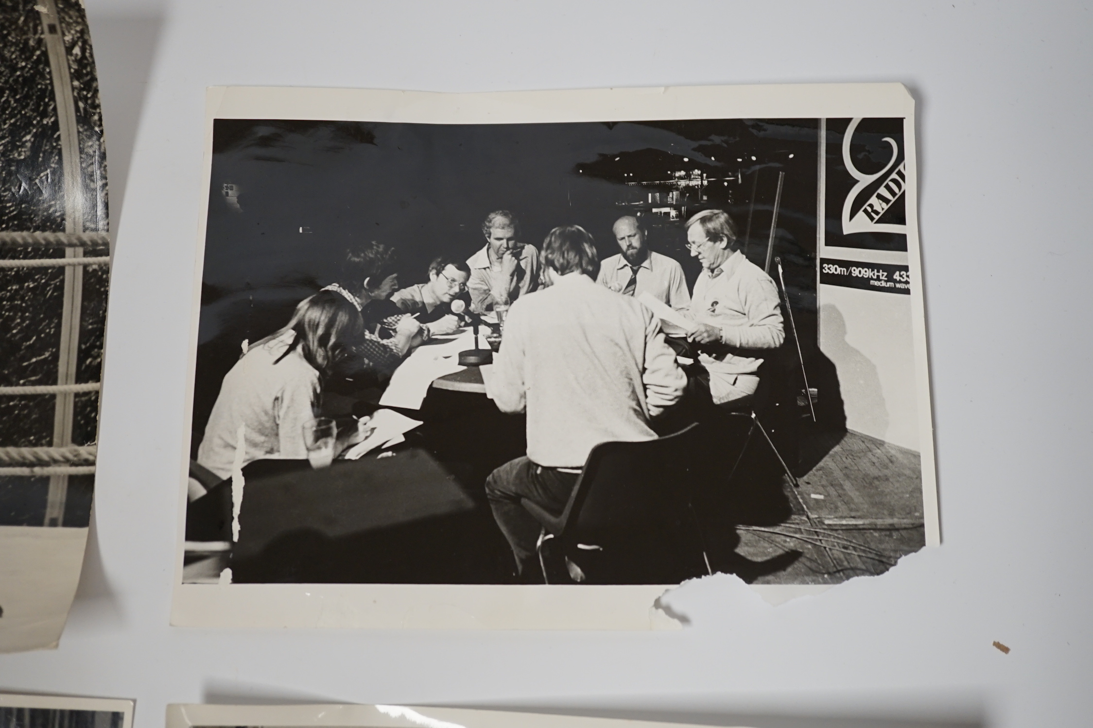 An archive of fifteen original black and white BBC publicity photographs from the collection of DJ Brian Matthew, showing Matthew with stars including; Petula Clark, Gary Marsden, George Harrison, Dusty Springfield, Moha